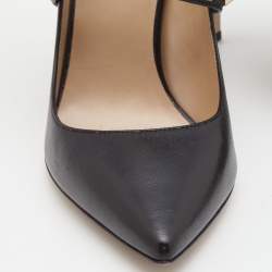 Pre Owned Valentino Black Leather Rockstud  Ankle Wrap Pumps Size 40