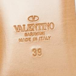 Pre Owned Valentino Black Leather Roman Stud Flat Slides Size 39