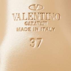 Pre Owned Valentino Black/Dusty Pink Leather Rockstud Mules Size 37