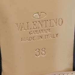 Pre Owned Valentino Black Leather Rockstud Ankle Wrap Pumps Size 38