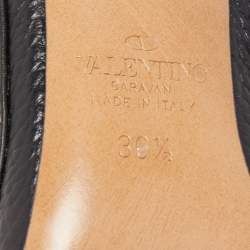 Pre Owned Valentino Black Leather Rockstud Strappy Pointed Toe Pumps Size 36.5