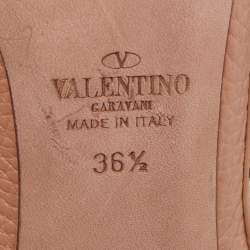 Pre Owned Valentino Beige Leather Rockstud Ankle Strap Pumps Size 36.5