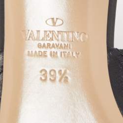 Pre Owned Valentino Black Leather Roman Stud Slide Sandals Size 39.5