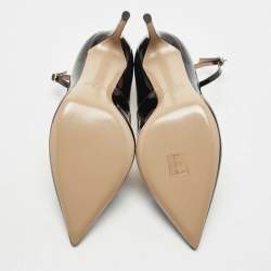 Pre Owned Valentino Black Patent Leather Ankle Cuff Pointed Toe Pumps Size 39