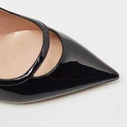 Pre Owned Valentino Black Patent Leather Ankle Cuff Pointed Toe Pumps Size 39