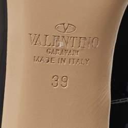 Pre Owned Valentino Black Patent Leather Ankle Cuff Pointed Toe Pumps Size 39