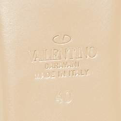 Pre Owned Valentino Purple Leather Rockstud Flat Slides Size 40