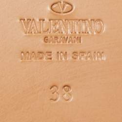 Pre Owned Valentino Brown Suede and Leather Wedge Bow Espadrille Sandals Size 38