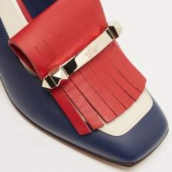 Pre Owned Valentino Tricolor Leather Uptown Fringe Pumps Size 36