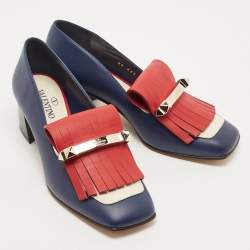 Pre Owned Valentino Tricolor Leather Uptown Fringe Pumps Size 36