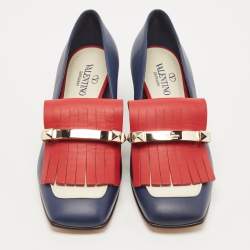 Pre Owned Valentino Tricolor Leather Uptown Fringe Pumps Size 36