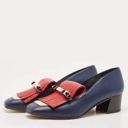 Pre Owned Valentino Tricolor Leather Uptown Fringe Pumps Size 36