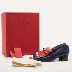 Pre Owned Valentino Tricolor Leather Uptown Fringe Pumps Size 36