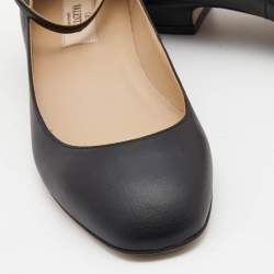 Pre Owned Valentino Black Leather Tango Ankke Cuff  Ballet Flats Size 37