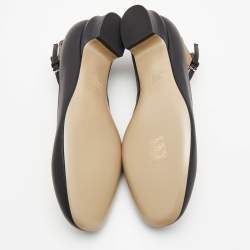 Pre Owned Valentino Black Leather Tango Ankke Cuff  Ballet Flats Size 37