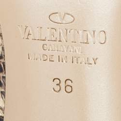 Pre Owned Valentino Beige/Brown Python and PVC  Leather Rockstud Pumps Size 36