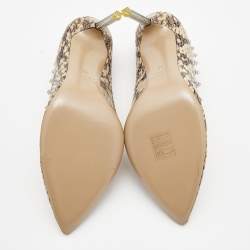 Pre Owned Valentino Beige/Brown Python and PVC  Leather Rockstud Pumps Size 36
