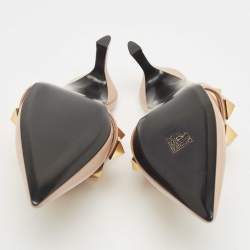 Pre Owned Valentino Dusty Pink Leather Roman Stud Pointed Toe Mules Size 36.5