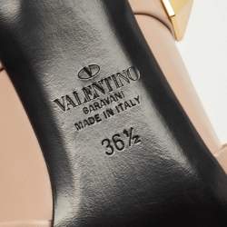 Pre Owned Valentino Dusty Pink Leather Roman Stud Pointed Toe Mules Size 36.5