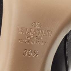 Pre Owned Valentino Black Leather Rockstud Knee Length Boots Size 39.5