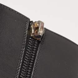 Pre Owned Valentino Black Leather Rockstud Knee Length Boots Size 39.5