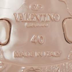 Pre Owned Valentino Beige Jelly Rockstud Bow Thong Sandals Size 40