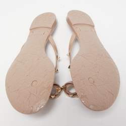 Pre Owned Valentino Beige Jelly Rockstud Bow Thong Sandals Size 40