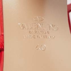 Valentino Red Leather Rockstud Ankle Strap Sandals Size 40