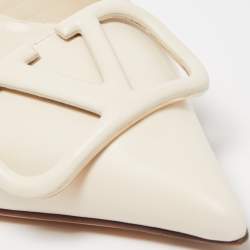 Pre Owned Valentino Cream Leather Escape VLogo Slingback Pumps Size 39