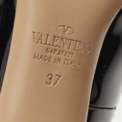 Pre Owned Valentino Black Patent Leather Ankle Cuff Pointed Toe Pumps Size 37