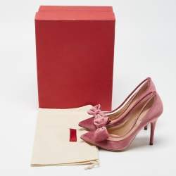Pre Owned Valentino Pink PVC And Velvet Dollybow Pointed Toe Pumps Size 36.5