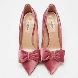 Pre Owned Valentino Pink PVC And Velvet Dollybow Pointed Toe Pumps Size 36.5