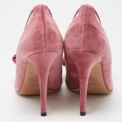 Pre Owned Valentino Pink PVC And Velvet Dollybow Pointed Toe Pumps Size 36.5