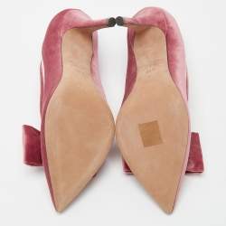 Pre Owned Valentino Pink PVC And Velvet Dollybow Pointed Toe Pumps Size 36.5