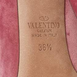 Pre Owned Valentino Pink PVC And Velvet Dollybow Pointed Toe Pumps Size 36.5