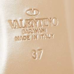 Pre Owned Valentino White Leather Roman Stud Flat Slides Size 37