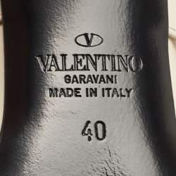 Pre Owned Valentino Off White Leather Roman Stud Ankle Strap Pumps Size 40