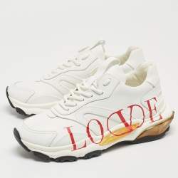 Pre Owned Valentino White Leather Bounce LOVE Sneakers Size 38