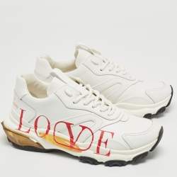 Pre Owned Valentino White Leather Bounce LOVE Sneakers Size 38