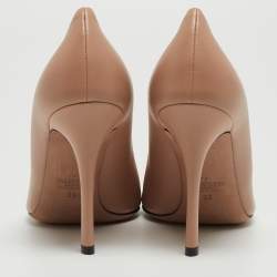 Pre Owned Valentino Beige Leather One Stud Crystals Pumps Size 39