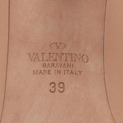 Pre Owned Valentino Beige Leather One Stud Crystals Pumps Size 39