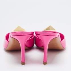 Pre Owned Valentino Pink Patent Leather One Stud Mules Size 39