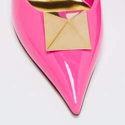 Pre Owned Valentino Pink Patent Leather One Stud Mules Size 39