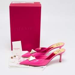 Pre Owned Valentino Pink Patent Leather One Stud Mules Size 39