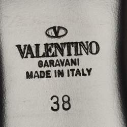 Pre Owned Valentino Beige Leather Roman Stud Ankle Cuff Flat Sandals Size 38