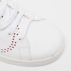 Pre Owned Valentino White Leather Vlogo Rockstud Low Top Sneakers Size 39.5