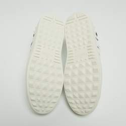 Pre Owned Valentino White/Grey Leather VLTN Rockstud Sneakers Size 37