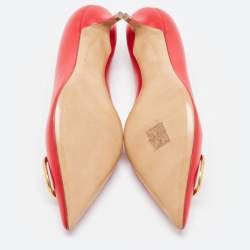 Pre Owned Valentino Red Leather Escape V logo Pumps Size 38.5