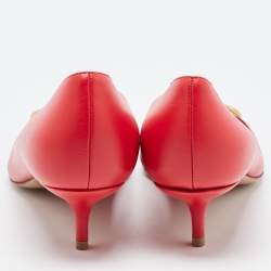 Pre Owned Valentino Red Leather Escape V logo Pumps Size 38.5