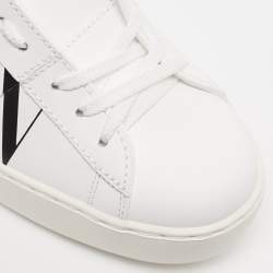 Pre Owned Valentino White Leather VLTN Logo Low Top Sneakers Size 38